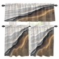 thumbnail image 1 of Abstract Ocean Beach Kitchen Curtains Valances and Tiers Set of 3 Brown White Gradient Coastal Seaside Tier Curtains and Valance with Rod Pocket for Small Windows, 27.5"x24", 1 of 9