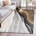 thumbnail image 1 of Abstract Ocean Beach Washable Area Rugs 3'x5', Brown White Gradient Coastal Seaside Low Pile Throw Living Room Rug Non-Slip Sturdy Edge Binding Carpet for Indoor Entryway Bedside Kitchen, 1 of 9