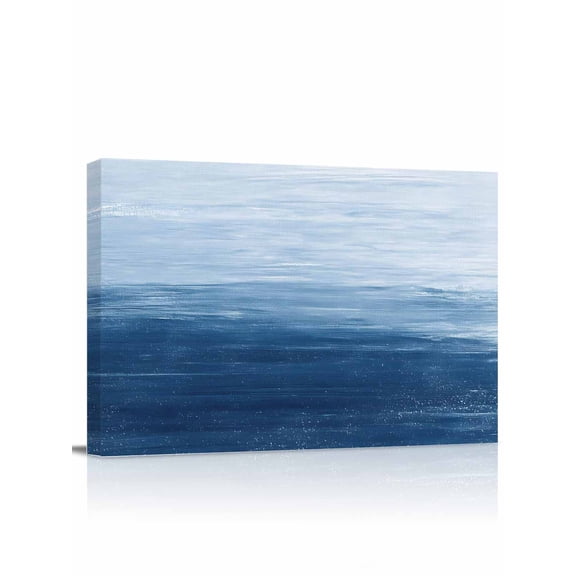 Abstract Ocean Canvas Print Wall Art Blue Gradient Oil Painting Texture Pictures Painting Morden Artwork for Living Room Bedroom, Ready to Hang - 12"x16"