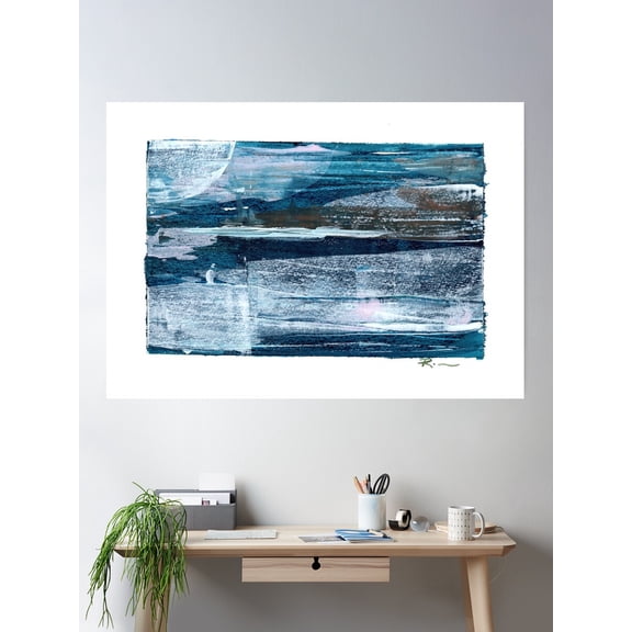 Abstract Ocean Moon Acrylic Landscape Poster Wall Art, Modern Wall Decor For Living Room Bedroom, 16x24 UNFRAMED