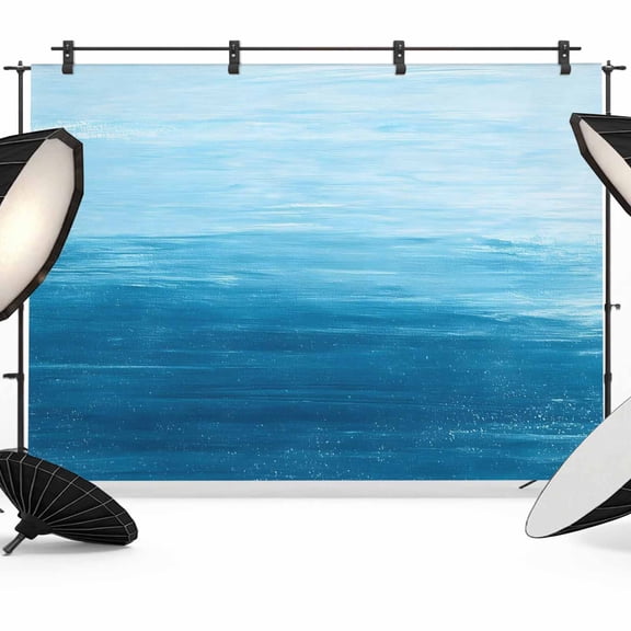 Abstract Ocean Photography Backdrop 12x8FT, Sky Blue Gradient Oil Painting Texture Photo Backdrops, Background for Photography Studio Photo Studio Background, Back Drop for Photoshoot