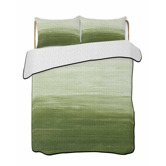 Abstract Ocean Quilts Bedding Set Twin Size Green Gradient Oil Painting ...