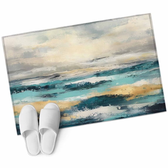 Abstract Ocean Rectangle Area Rug 2x3 ft Wave Beach Oil Painting Style ...