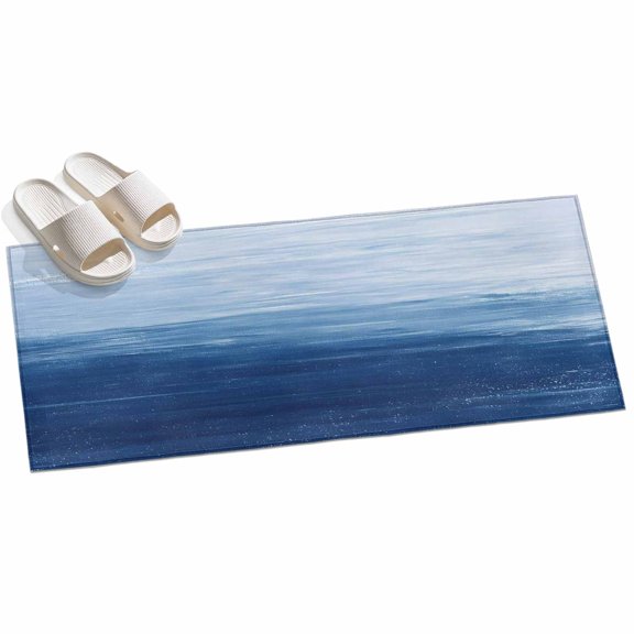 Abstract Ocean Runner Rugs 2x6ft Dark Blue Gradient Oil Painting Texture Washable Rug, Non Slip Indoor Carpet Absorbent Floor Mat for Living Room Bedroom Dining Room