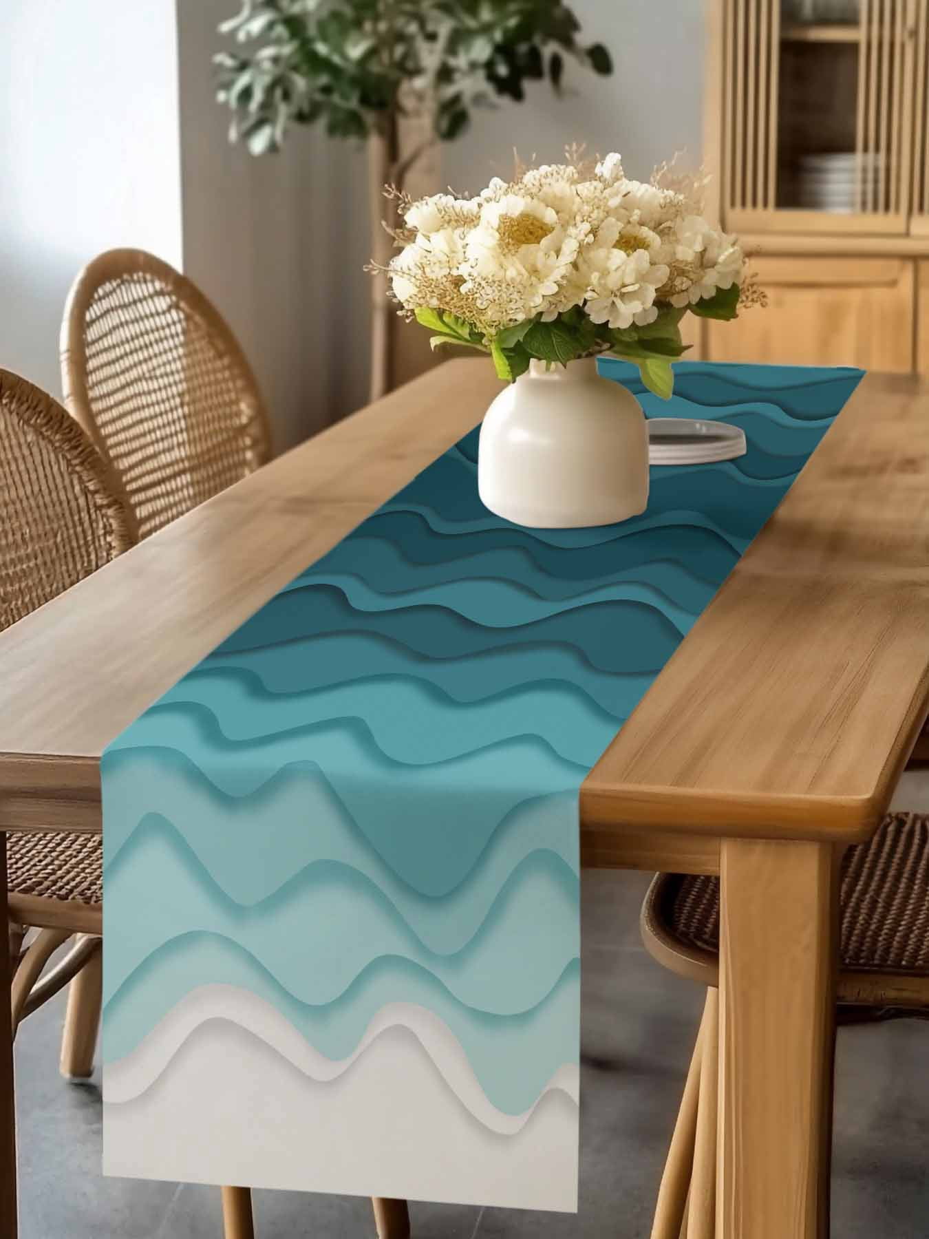 Abstract Ocean Sea Wave Water Ripple Table Runner 90 Inches Long ...