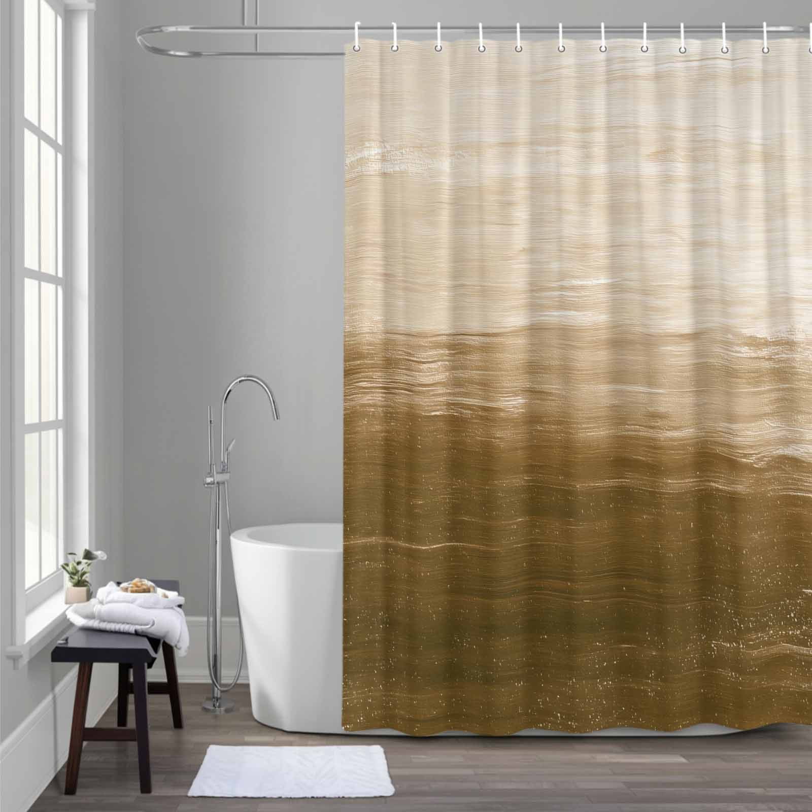 Abstract Ocean Shower Curtain for Bathroom Decor, Brown Gradient Oil ...
