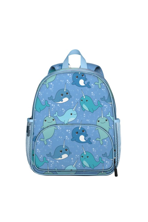 Abstract Ocean Student Backpack - Water-Resistant School Bag with Nautical Sea Life Cartoon Design, Lightweight and Comfortable for Outdoor Activities and Travel