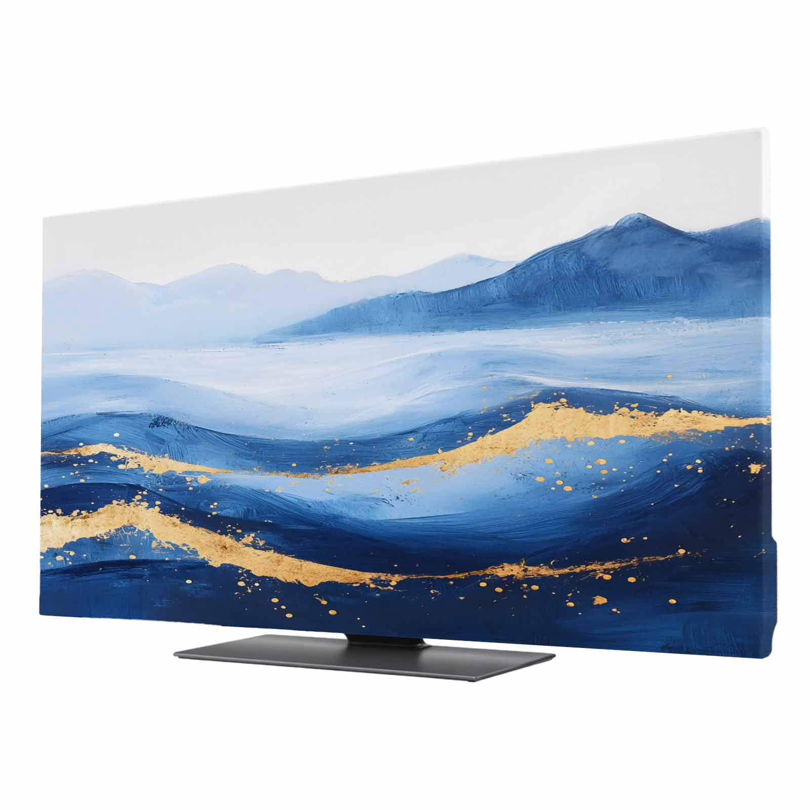 Abstract Ocean TV Dust Cover 50 Inch, Gradient Blue White Gold Waves ...