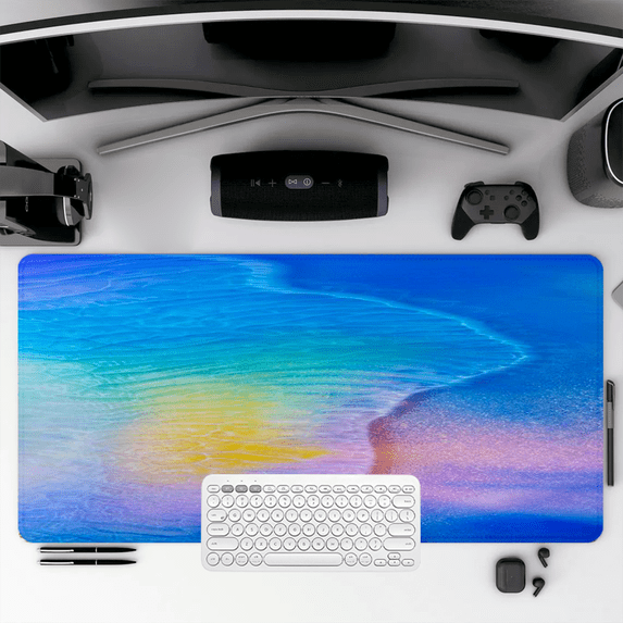 Abstract Ocean Wave Design Mouse Pad 35.4 x 15.8 inches Rubber Desk Mat ...