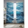 thumbnail image 1 of Abstract Ocean Wave Sheer Curtains 108 Inches Long 2 Panels Modernism Blue Marine Light Filtering Semi Sheer Window Curtains Drapes for Bedroom Living Room 52"x108", 1 of 7