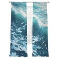 thumbnail image 1 of Abstract Ocean Wave Sheer Curtains 84 Inch Long 2 Panels, Modern Blue Marine Light Filtering Rod Pocket Curtains, Sheer Voile Drapes for Living Room Bedroom, 52"x84", 1 of 8