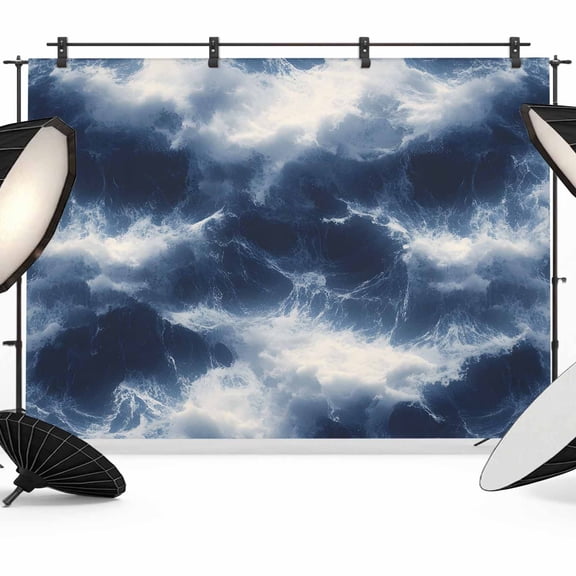 Abstract Ocean Waves Backdrop for Photography, Dark Blue Rainstorm Modern Photo Backdrop Portrait Background Party Banner Photo Backgrounds for Studio Booth Props, 7x5ft