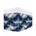 thumbnail image 1 of Abstract Ocean Waves Bed Skirt King Size 18" Drop Dark Blue Rainstorm Modern Ruffled Wrap Around Bed Skirts Adjustable Elastic Bedskirt Dust Ruffle for King Size Bed, 1 of 7