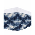 thumbnail image 1 of Abstract Ocean Waves Bed Skirt Queen Size 16" Drop Dark Blue Rainstorm Modern Ruffled Wrap Around Bed Skirts Adjustable Elastic Bedskirt Dust Ruffle for Queen Size Bed, 1 of 7