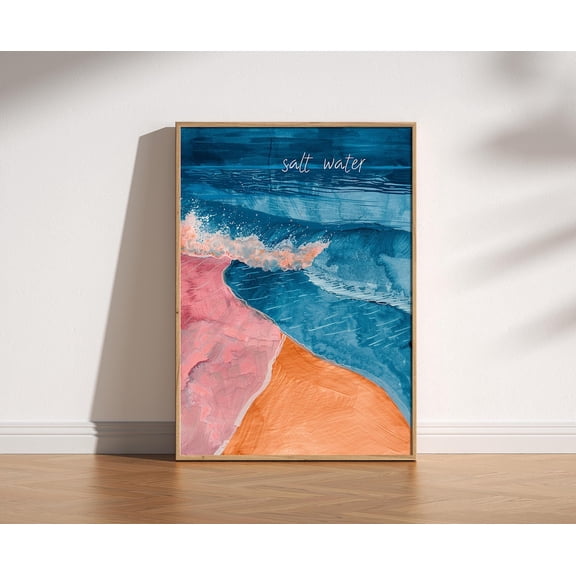 Abstract Ocean Waves Coastal Boho Summer Sea Art Poster, Unframed Paper Poster 8x10in