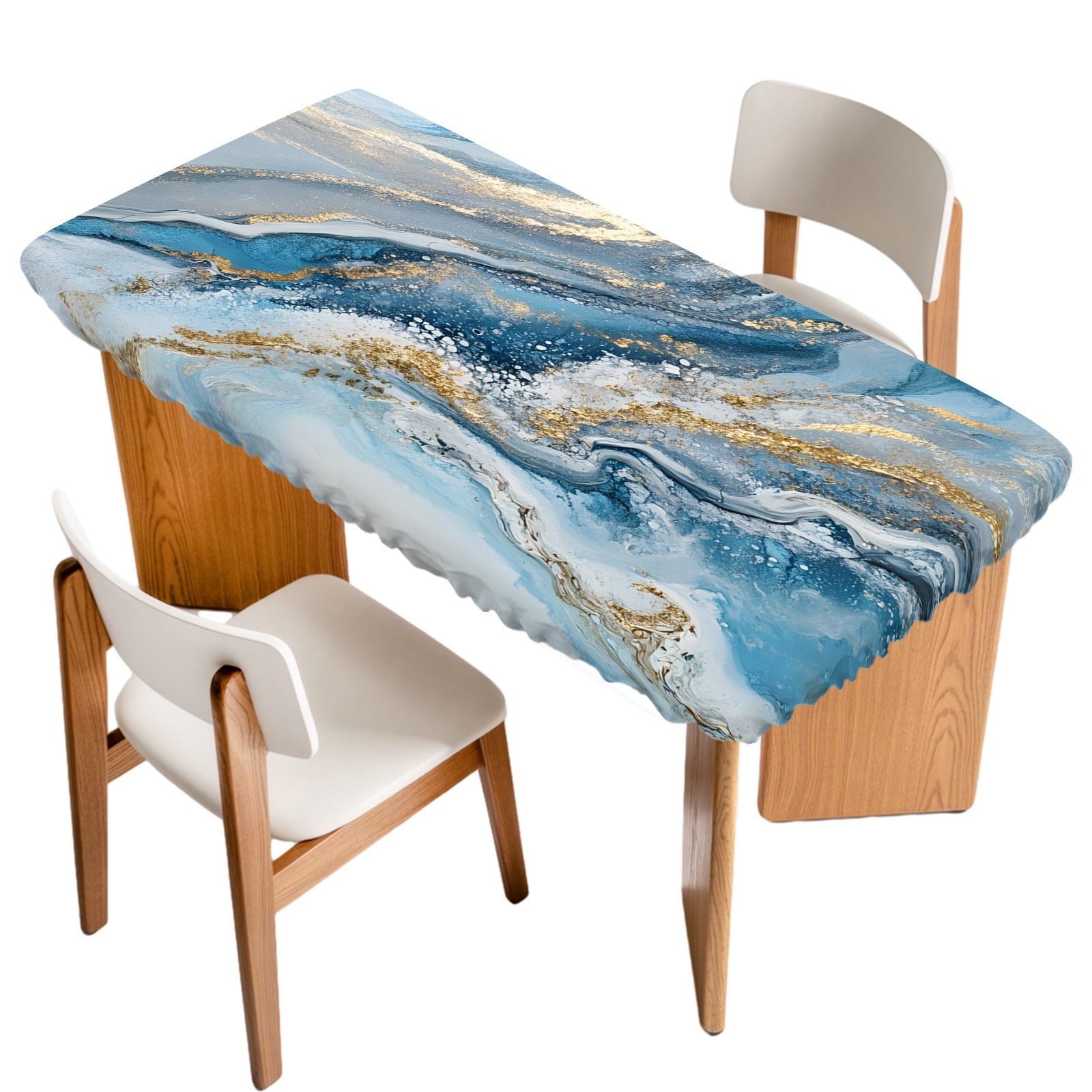 Abstract Ocean Waves Fitted Rectangle Tablecloth 30