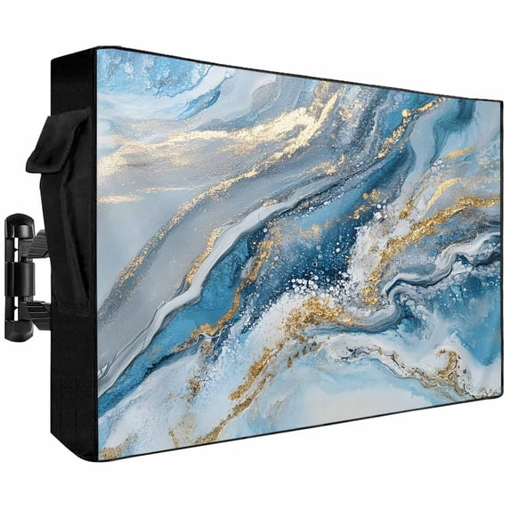 Abstract Ocean Waves Outdoor TV Cover 52 to 55 inch Gradient Blue Gold ...