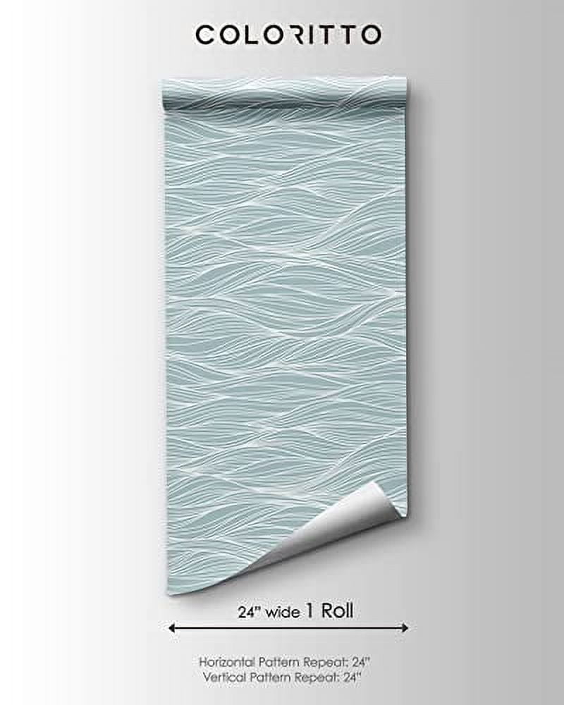 Abstract Ocean Waves Peel and Stick Wallpaper | Removable Blue Mural ...