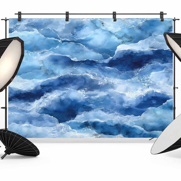 Abstract Ocean Waves Photography Backdrop 10x8FT, Blue Marble Texture Coastal Luxury Decor Photo Backdrops, Background for Photography Studio Photo Studio Background, Back Drop for Photoshoot