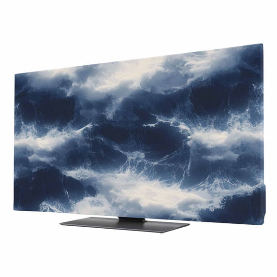 Abstract Ocean Waves TV Dust Cover 43 Inch, Dark Blue Rainstorm Modern ...