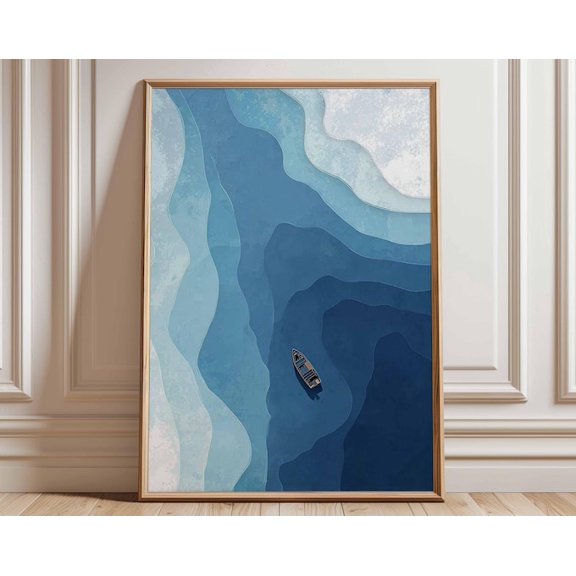 Abstract Ocean Waves Wall Art Print, Unframed Paper Poster 8x10in