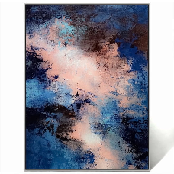 Abstract Oceanic Twilight Painting, Turquoise & Navy Textured Art, Modern Canvas Wall Décor for Living Room, Bedroom & Office Unstretched (Rolled) 30x30 inches