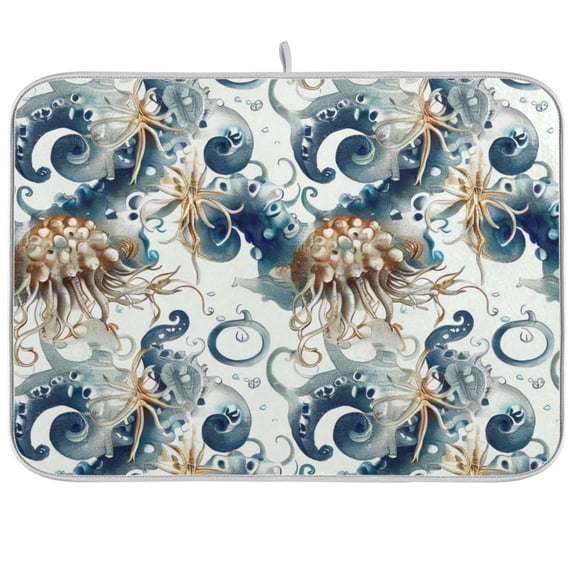 Abstract Octopus Seastar Dish Drying Mats Kitchen Mat Microfiber Counter Absorbent Dish Pad Drainer Rack 18"x24"