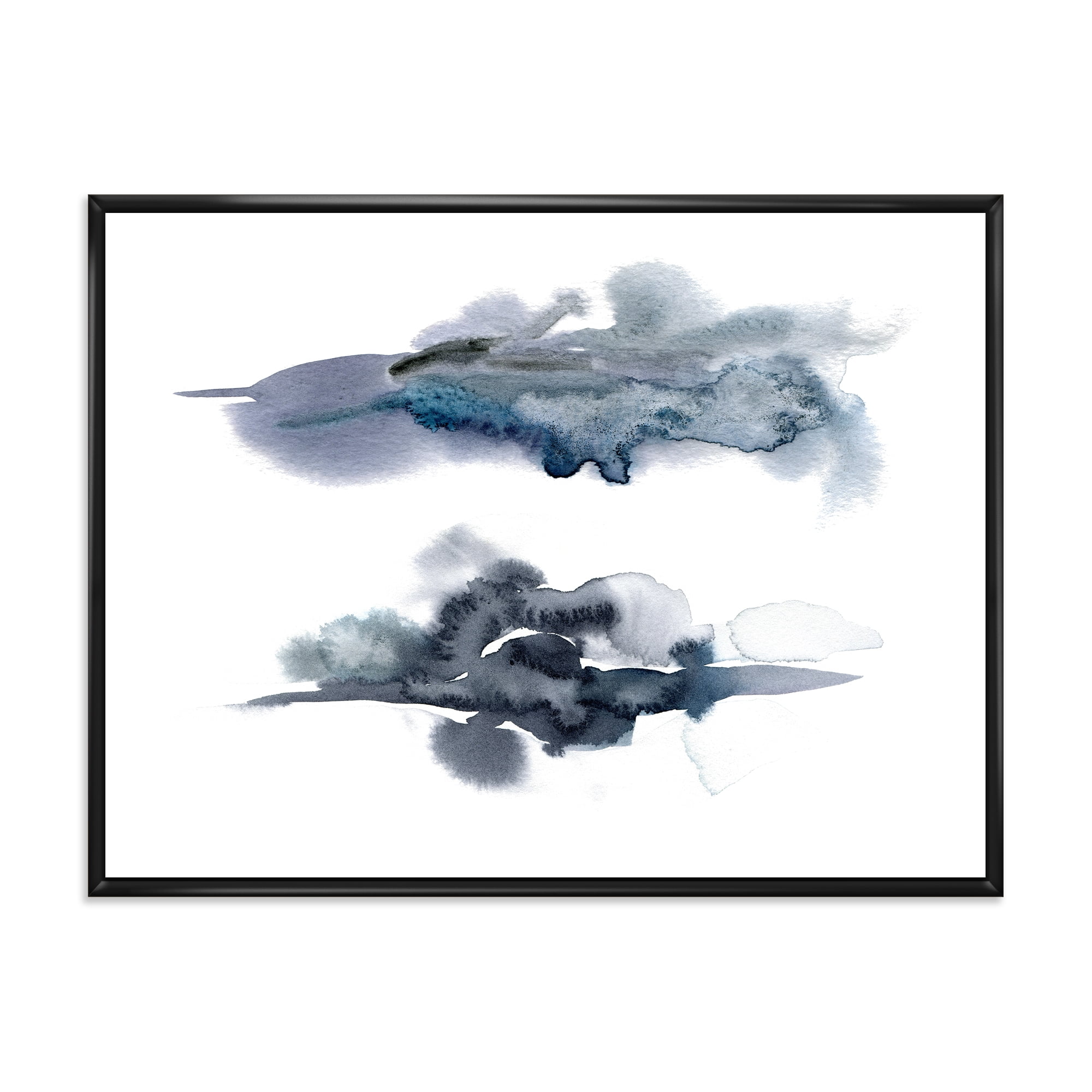 Abstract Of Clouds Dark Blue Colored I 40 in x 30 in Framed Painting Canvas Art Print, by Designart