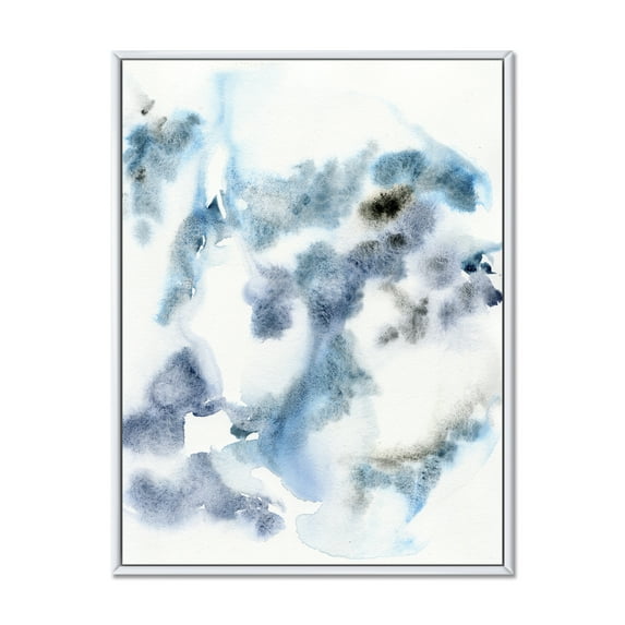 Abstract Of Clouds Dark Blue Colored III 16 in x 32 in Framed Painting Canvas Art Print, by Designart