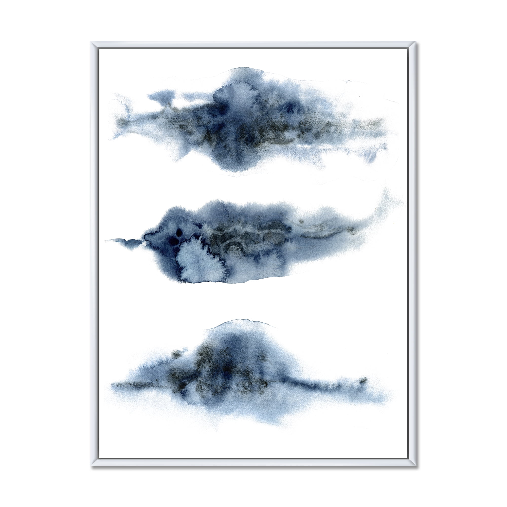Abstract Of Clouds Dark Blue Colored V 24 in x 32 in Framed Painting Canvas Art Print, by Designart