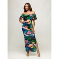 thumbnail image 1 of Abstract Off Shoulder Ruffle Maxi Dress, 1 of 4