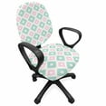 thumbnail image 1 of Abstract Office Chair Slipcover, Soft Toned Geometric Diamond Shapes with Inner Lines Contemporary Retro, Protective Stretch Decorative Fabric Cover, Standard Size, Mint Green Pale Pink, by Ambesonne, 1 of 5
