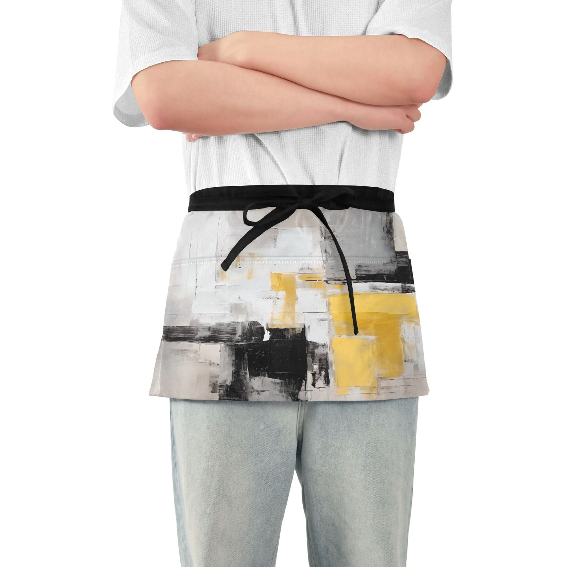 Abstract Oil Canvas Painting Server Apron with 3 Pockets Waterproof ...