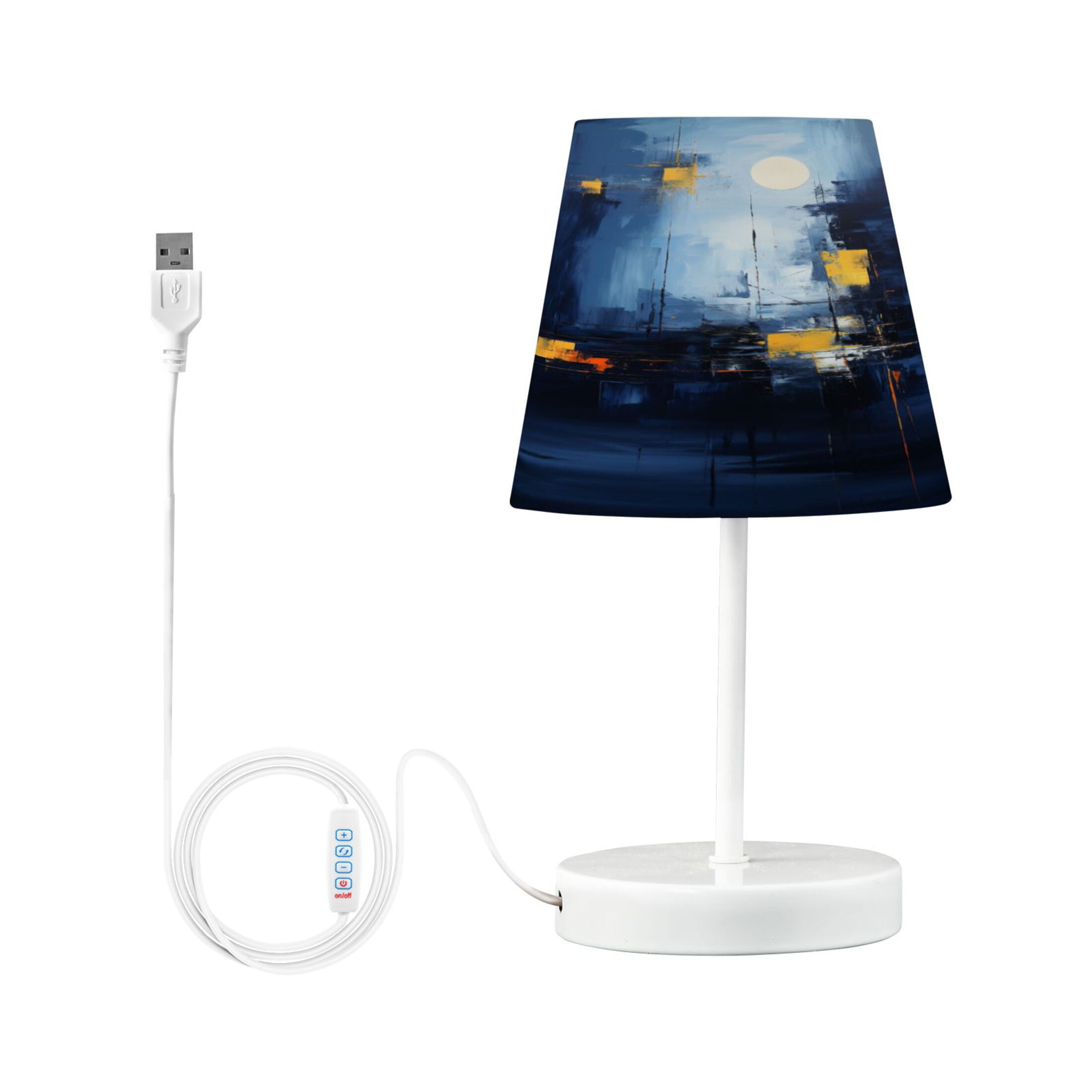 Abstract Oil Moonlight Cityscape Desk Lamp LED Table Nightstand Lamps with 3 Color Temperatures for Home Bedroom Living Room Decor 8x12