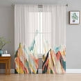 Abstract Oil Mountain Illustration Triangle Tulle Sheer Curtains For
