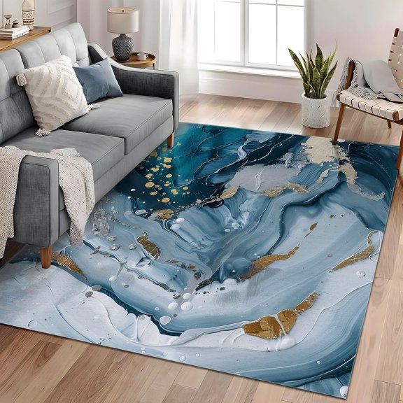 Abstract Oil Paint Area Rugs, Colorful Artistic Carpet, Washable Non Slip Low Pile Soft Rug for Living Room Bedroom Dining Room Home Office Decor Mat 5x8ft