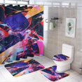 thumbnail image 1 of Abstract Oil Painting 4 Piece Shower Curtain Sets, with Non-Slip Rugs, Toilet Lid Cover And Bath Mat, for Bathroom Decor Set, 1 of 8