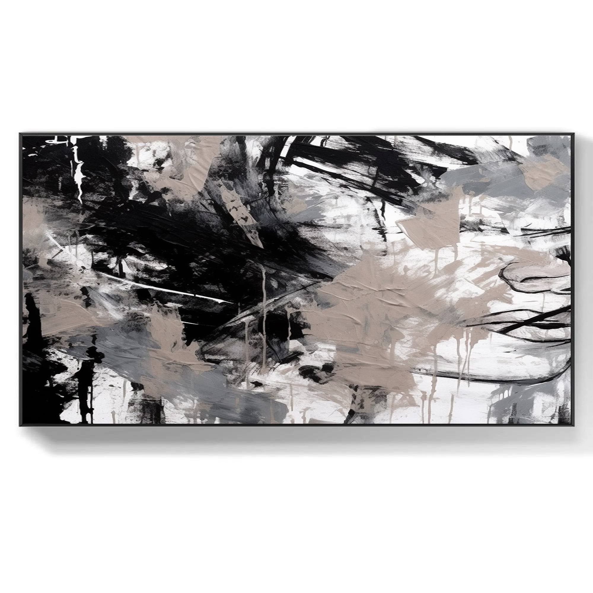 Abstract Oil Painting Abstract Wall Art Large Black Textured Painting ...