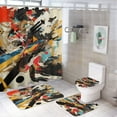 thumbnail image 1 of Abstract Oil Painting Bathroom Sets with Shower Curtain And Rugs, Incl with 12 Hooks，Toilet Lid Oval Rug, 1 of 8