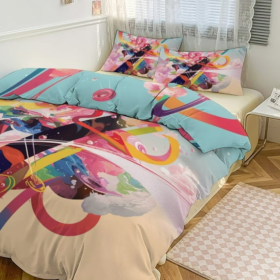 Abstract Oil Painting Bedding Set with Zipper Closure for Girls & Boys