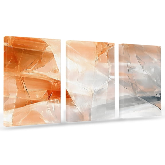 Abstract Oil Painting Canvas Wall Art 3 Panels, Orange White Watercolor Modern Art Framed Wall Decor Modern Artwork Prints Painting for Living Room, Bedroom, Kitchen & Cafe Decor 12" x 16"
