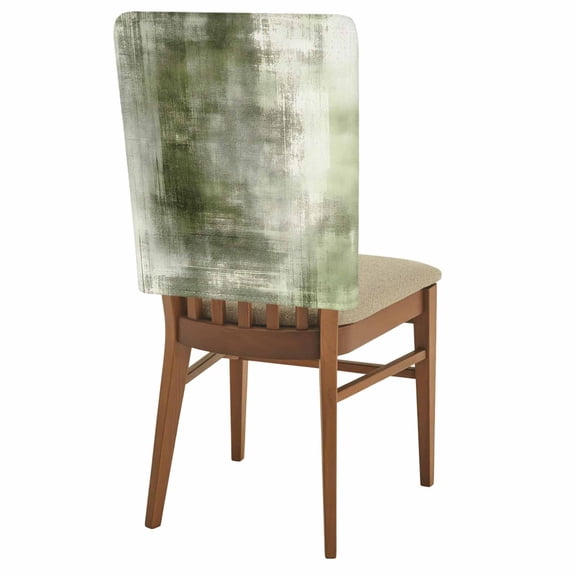 Abstract Oil Painting Chair Back Covers Set of 1, Vintage Green Collage Texture Stretch Dining Chair Back Slipcovers Removable Seat Cover for Kitchen Restaurant Hotel Cafe