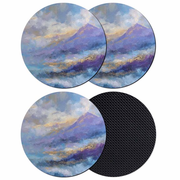 Abstract Oil Painting Coasters Set of 4, Absorbent Coasters for Drinks, Vintage Modern Art Forest Mountain Coaster for Desk Coffee Table Protection, Home Decor House Warming Gifts 4"