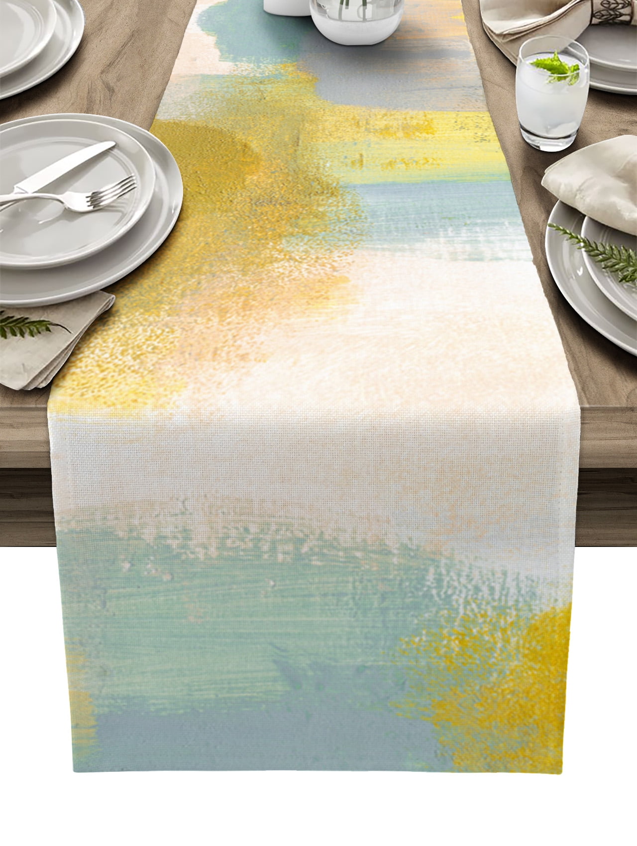 Abstract Oil Painting Color Table Runner Wedding Holiday Party Dining