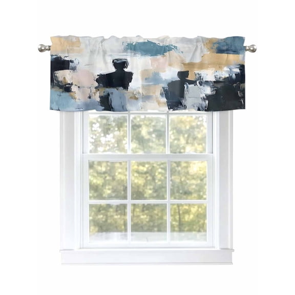 Abstract Oil Painting Curtain Valances for Windows, Modern Colorful Canvas Art Kitchen Valance Window Treatment, Light Filtering Block Curtains for Bathroom/Bedroom/Living Room 42'' x 18''