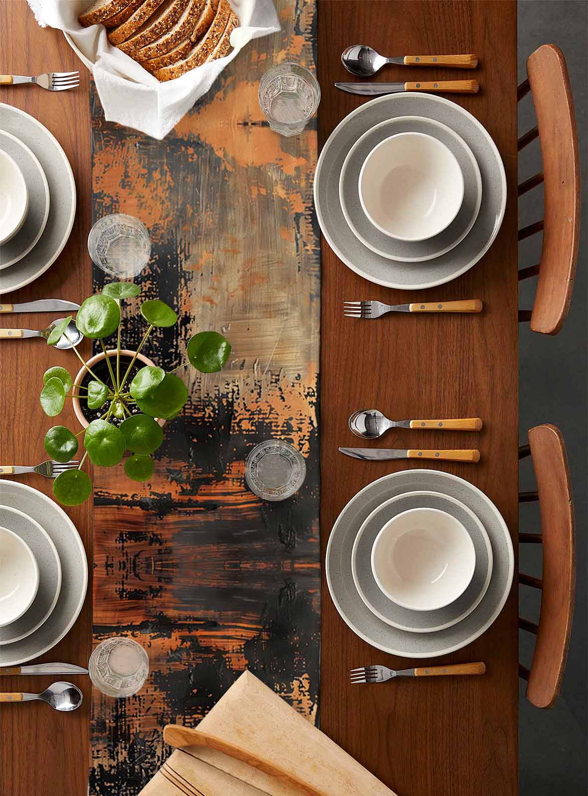 Abstract Oil Painting Graffiti Orange Black Wedding Party Events Dining