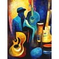 thumbnail image 1 of Abstract Oil Painting Jazz Blues Musician With Instruments Unframed Wall Art Print Poster Home Decor, 1 of 3