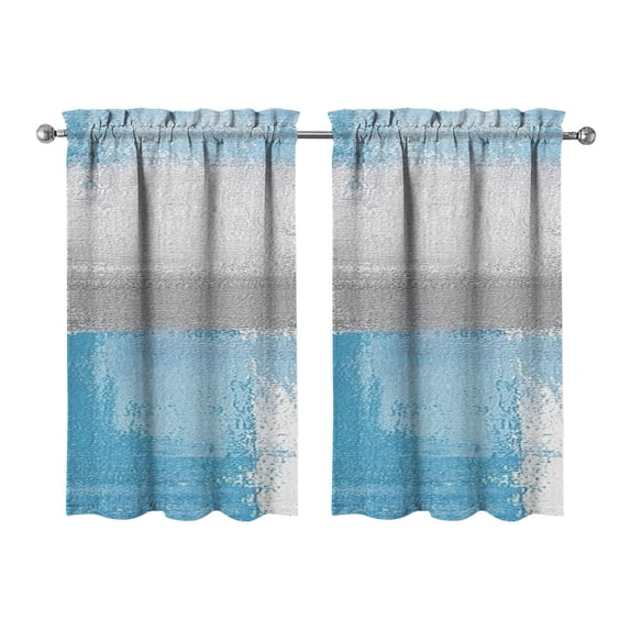 Abstract Oil Painting Kitchen Curtains - Vintage Tier Cafe Curtains for Bathroom Living RV Rod Pocket Window Drapes 36 Inch 2 Panels Set 28"x36" Window Treatment Tiers