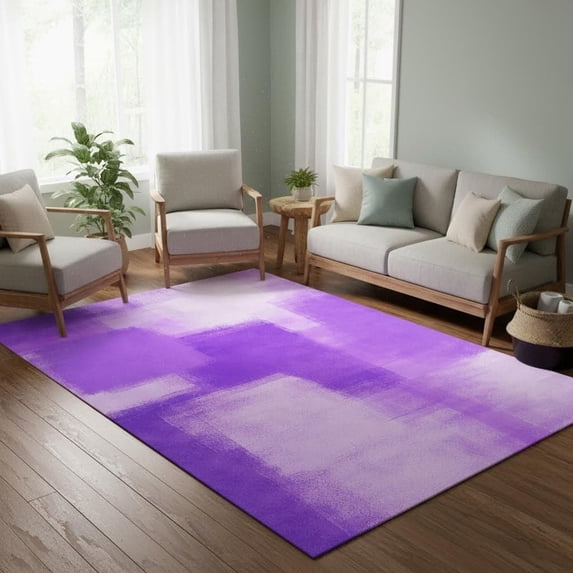 Abstract Oil Painting Lavender Purple Area Rug, Modern Minimalist ...