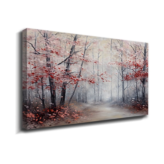 Abstract Oil Painting Maple Grove At Autumn Canvas Art Framed Abstract Wall Art For Livingroom Bedroom Office